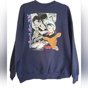 Rare Vtg 1990s Speed Racer Trixie Spritle Anime Manga Graphic Navy Sweatshirt XL
